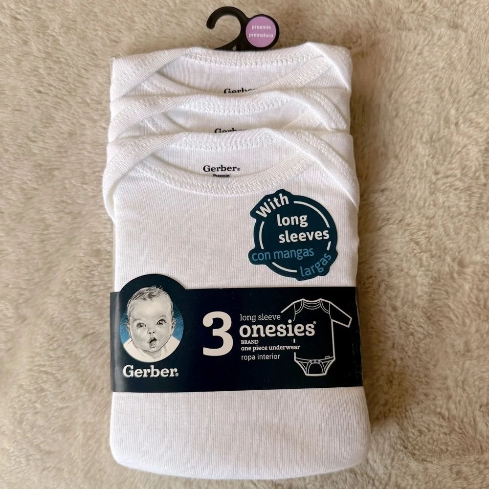NWT Bundle of preemie white long sleeve onesies